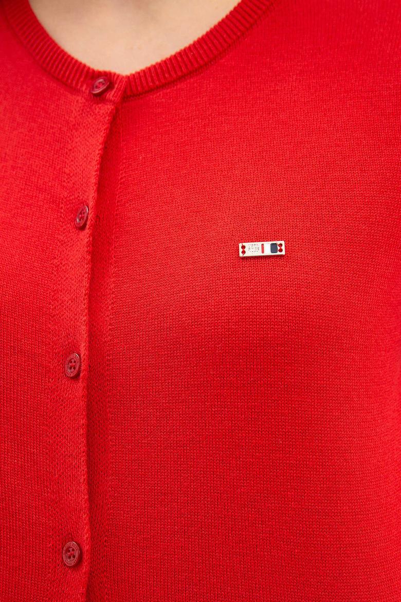 Kadın Kırmızı Triko Hırka Basic - 50206446030