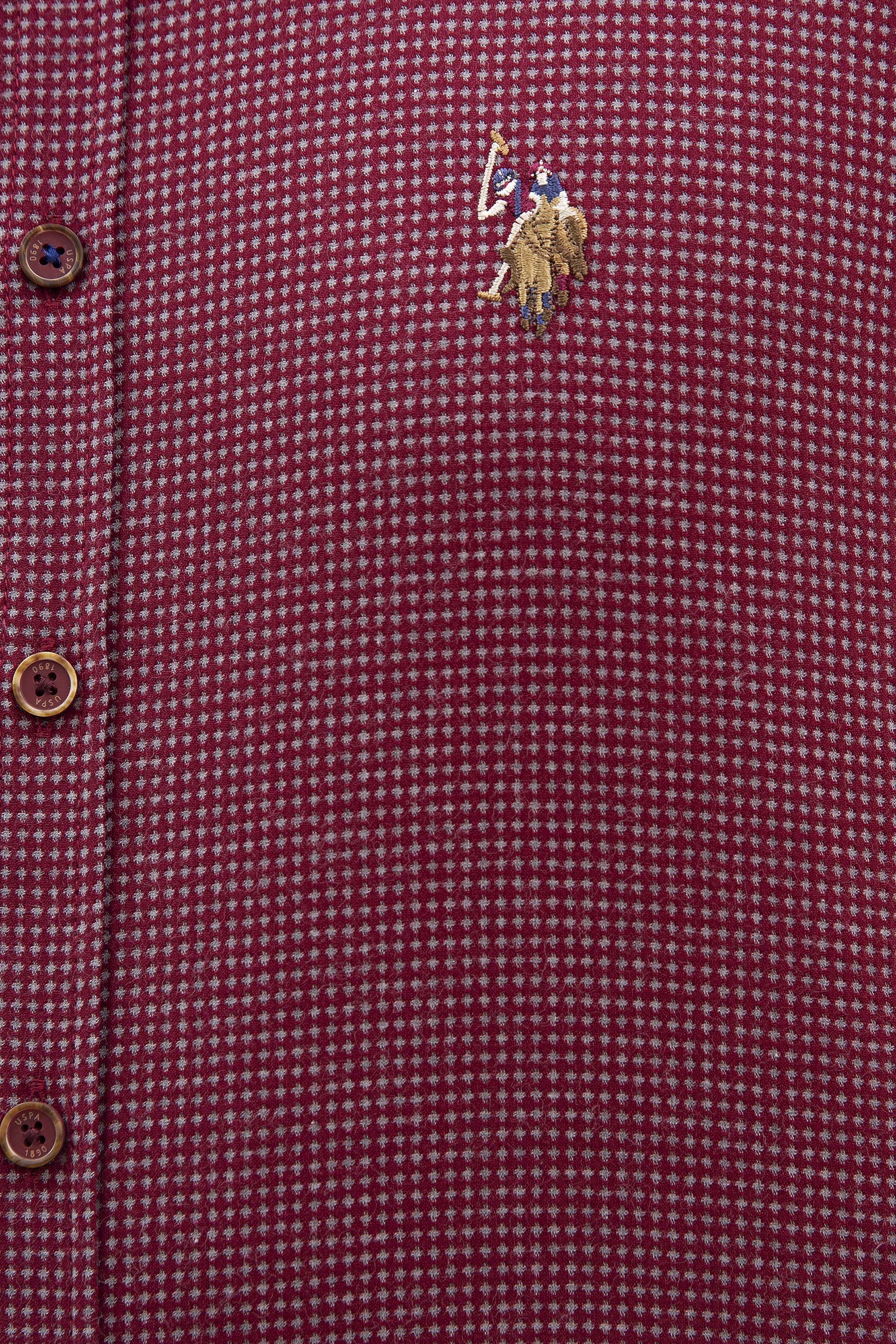 Erkek Bordo Uzun Kollu Gömlek - Image 3