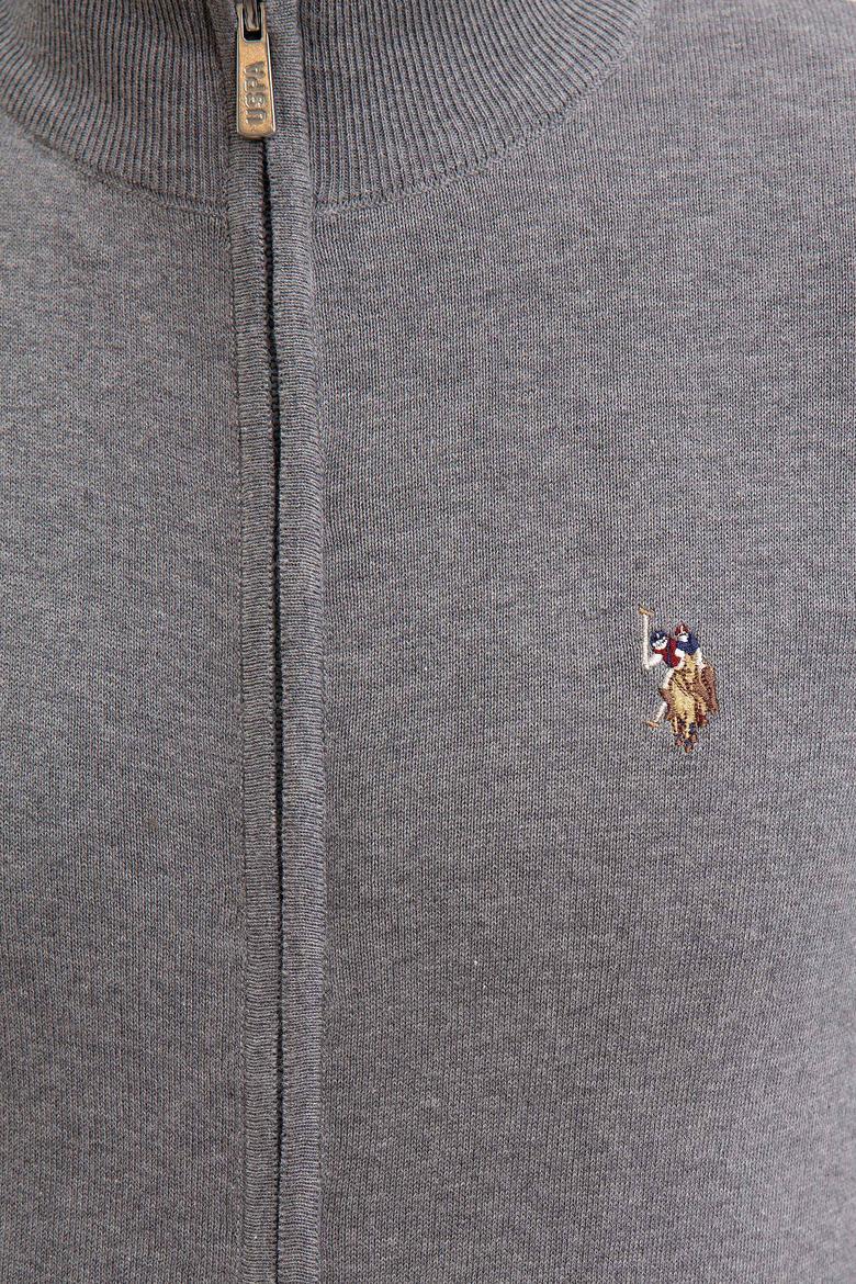 Erkek Gri Melanj  Triko Hırka Basic - 50207712043