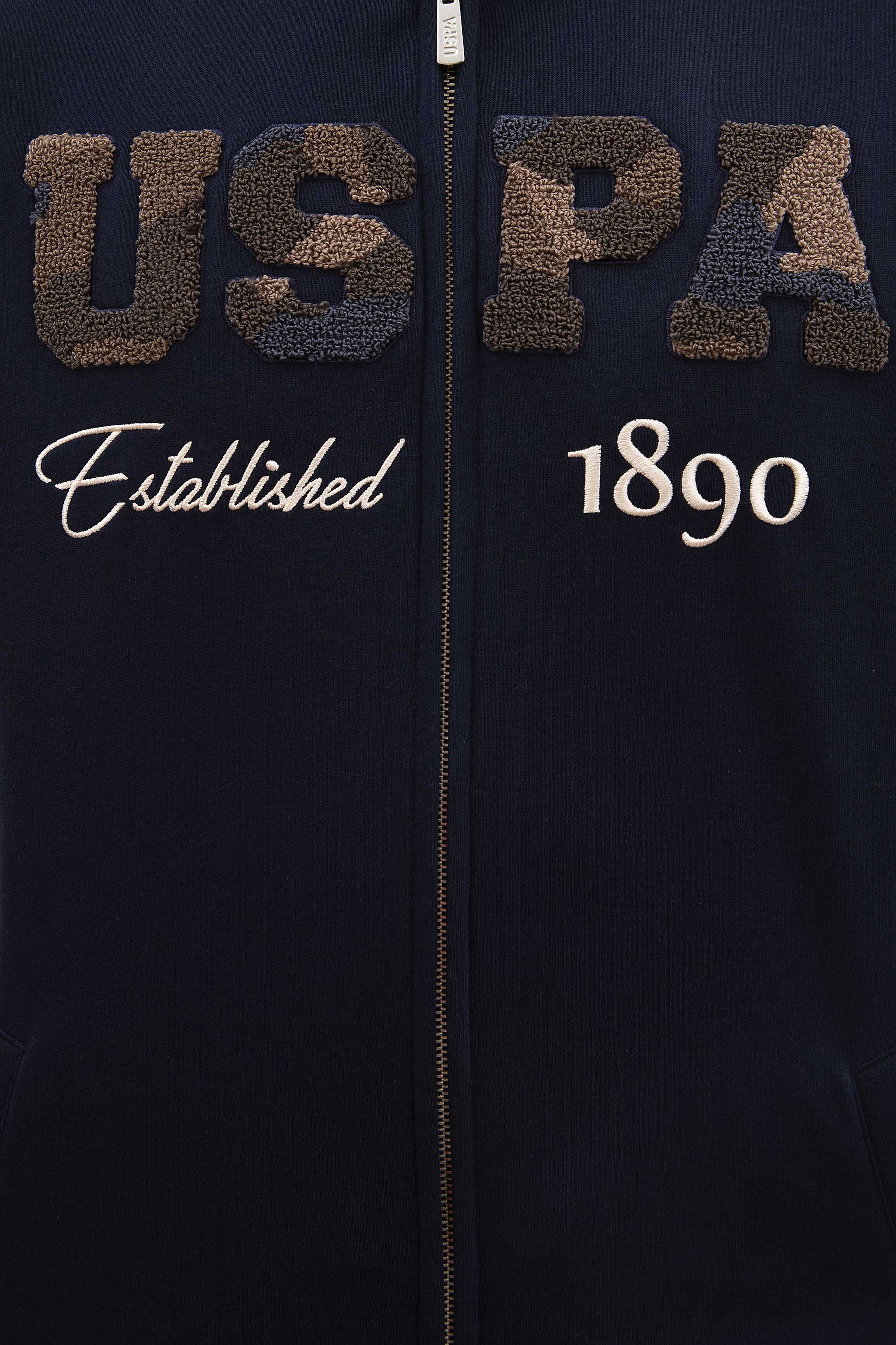 Erkek Lacivert Kapüşonlu Fermuarlı Sweatshirt - Image 5