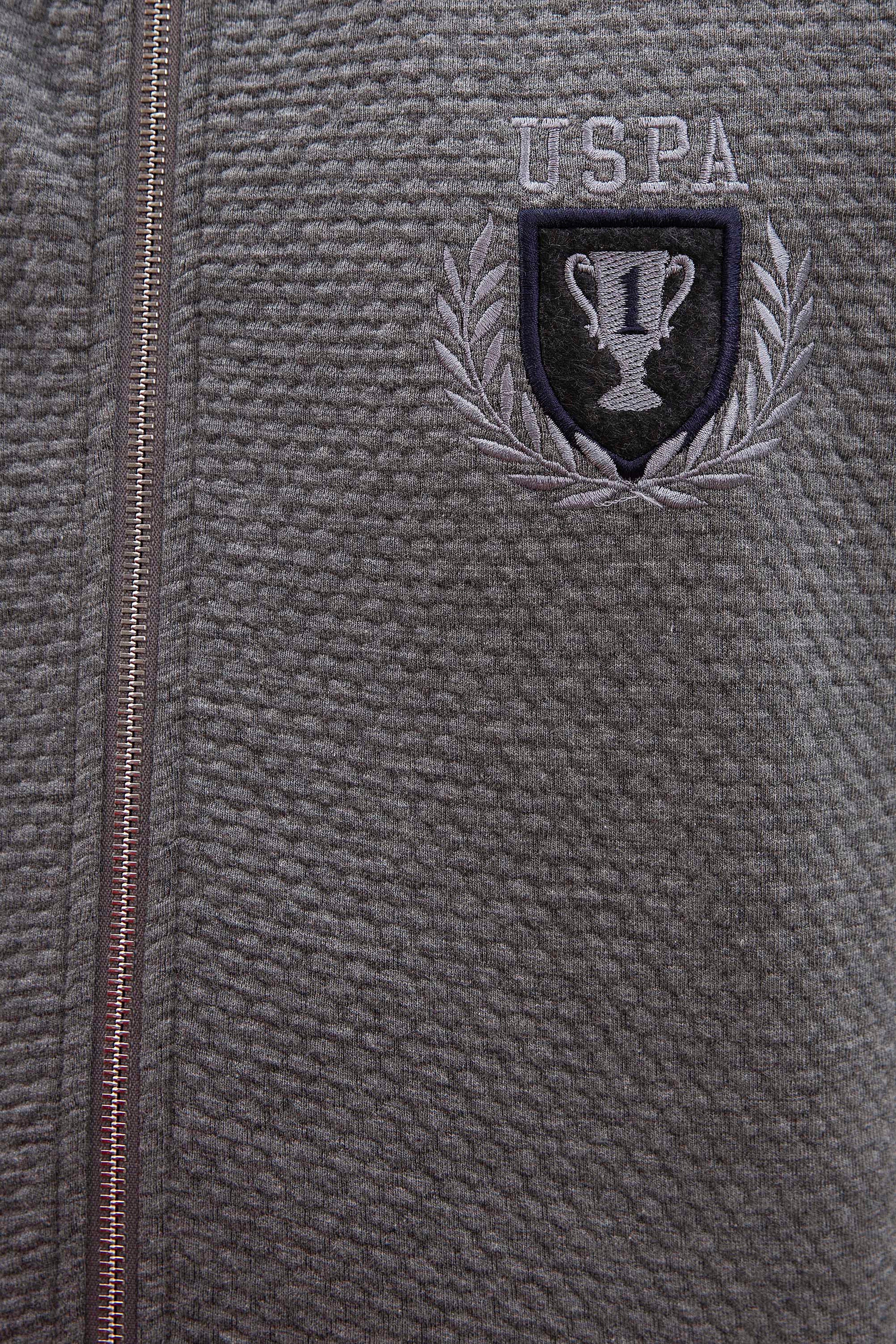Erkek Antrasit Melanj Kapüşonlu Fermuarlı Sweatshirt