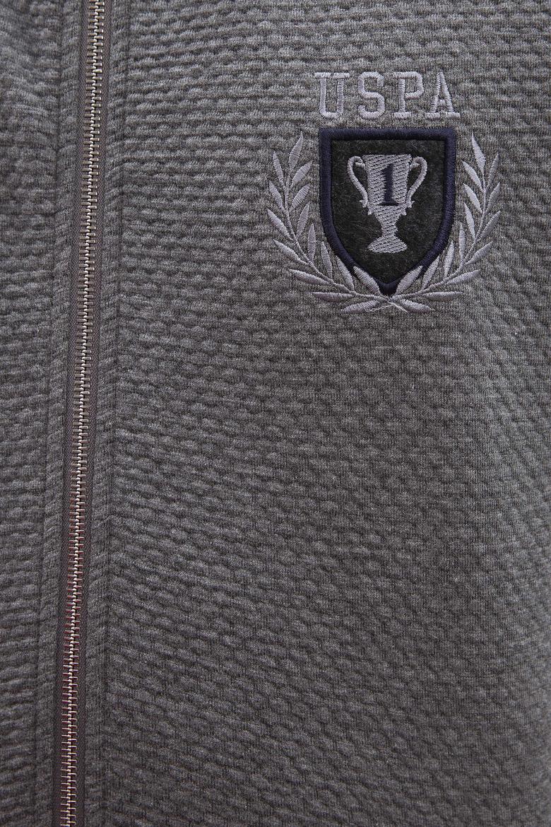 Erkek Antrasit Melanj Kapüşonlu Fermuarlı Sweatshirt - 50207890001