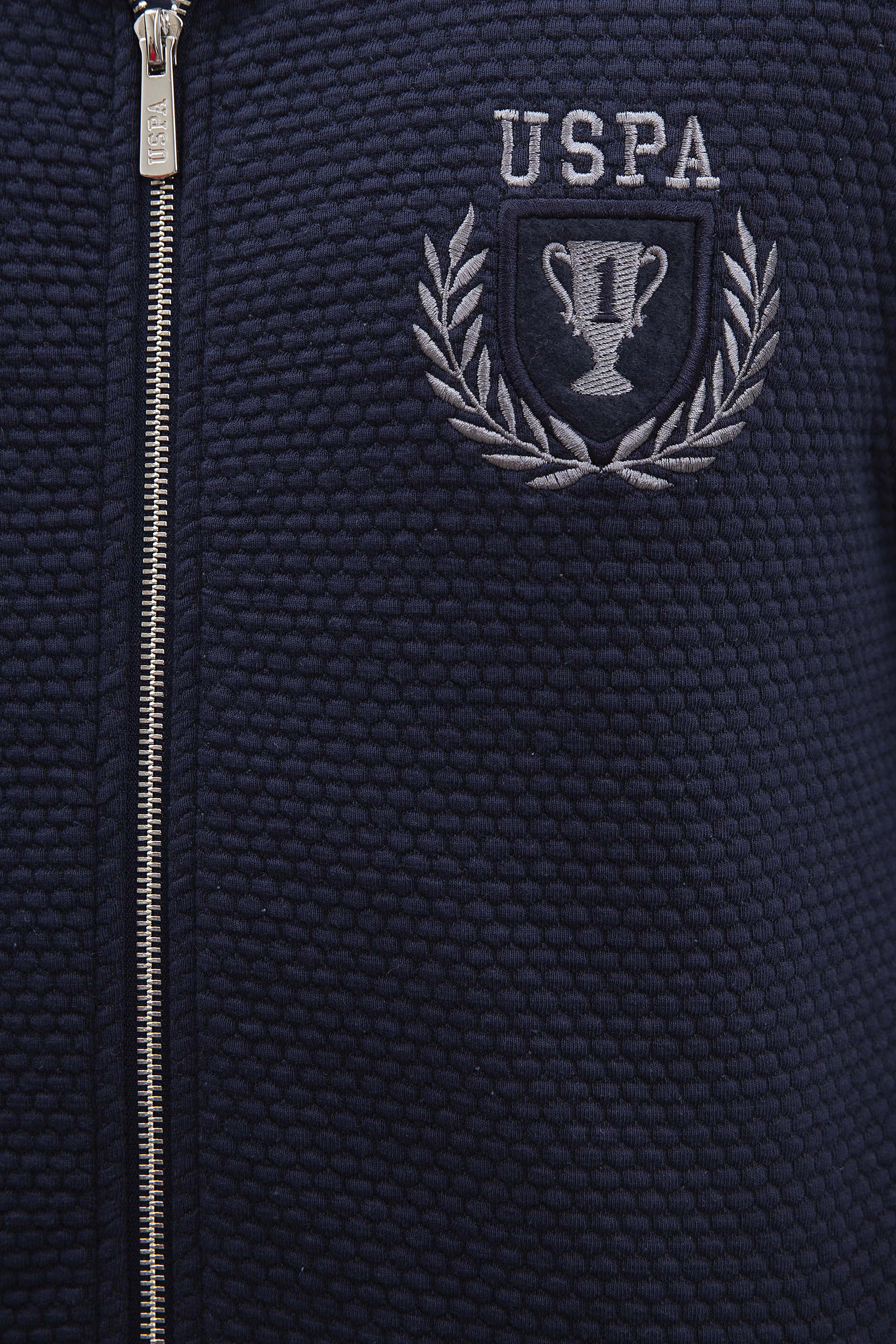 Erkek Lacivert Kapüşonlu Fermuarlı Sweatshirt - Image 5