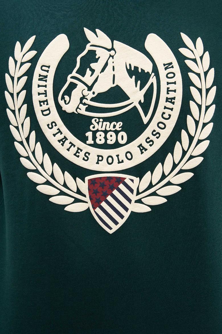 Erkek Koyu Yeşil Bisiklet Yaka Sweatshirt - 50216295015