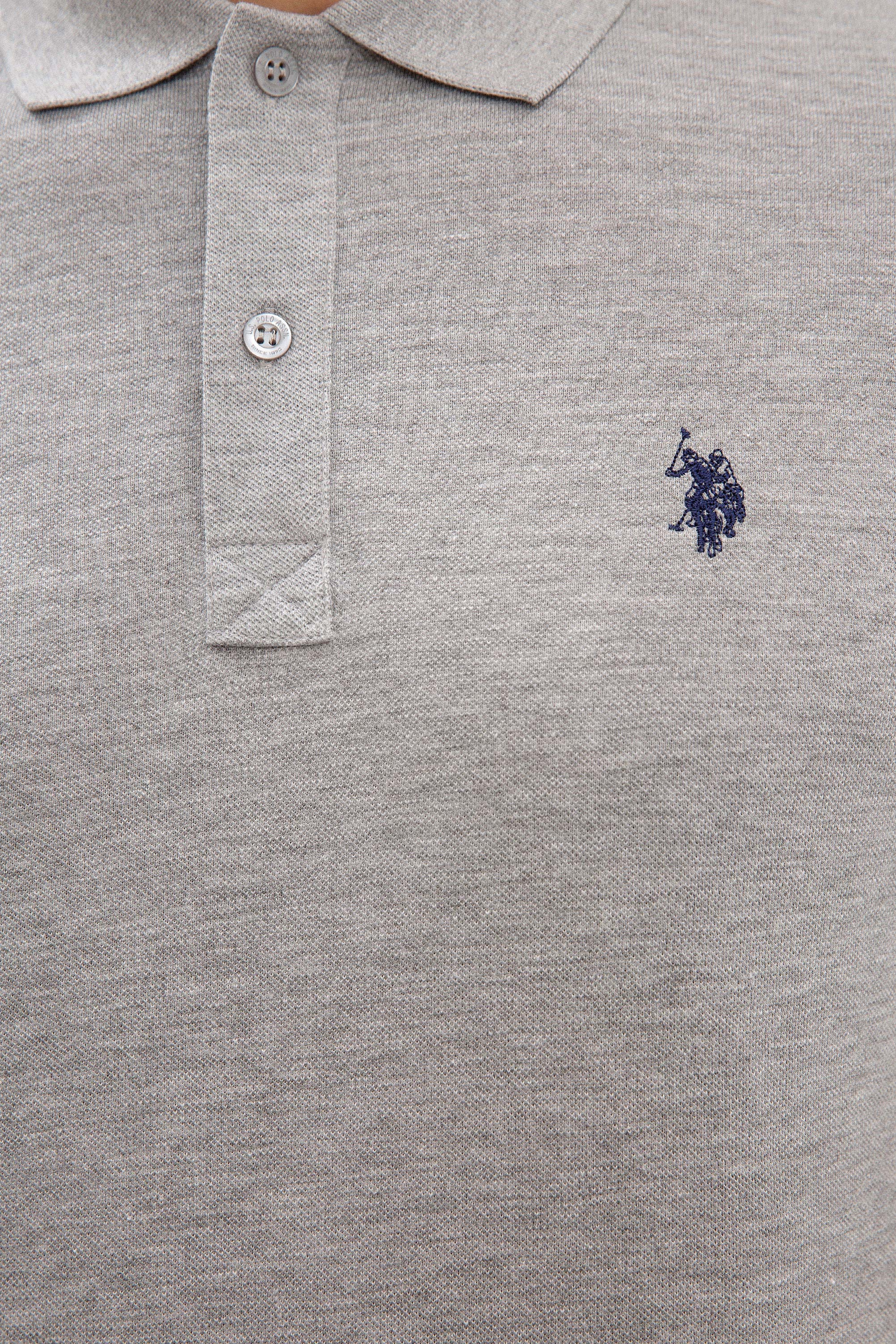 Erkek Gri Melanj Polo Yaka Basic T-Shirt - Image 5