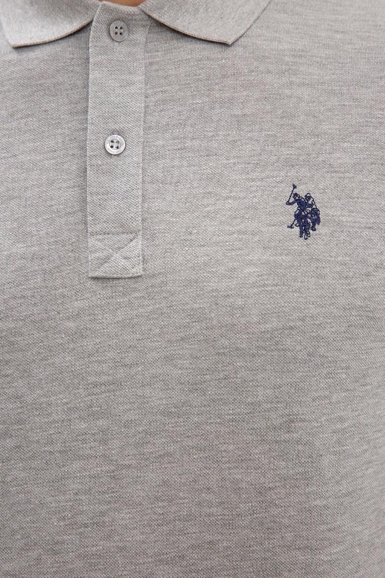 Erkek Gri Melanj Polo Yaka Basic Tişört - 50217612197