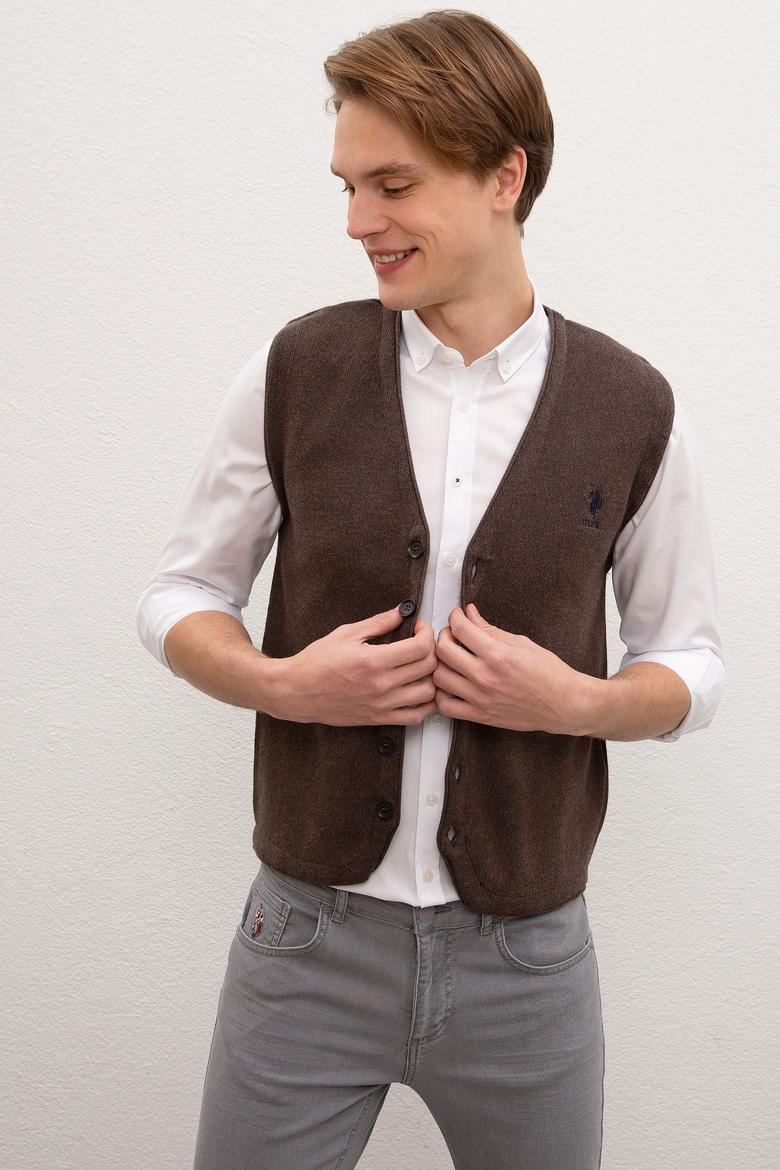 Erkek Kahverengi  Triko Hırka