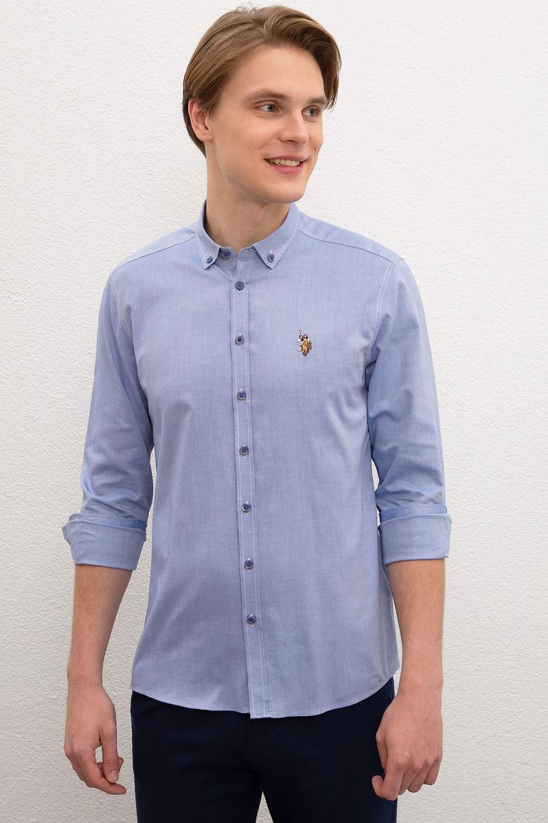 Erkek Mavi Gömlek Uzunkol Basic