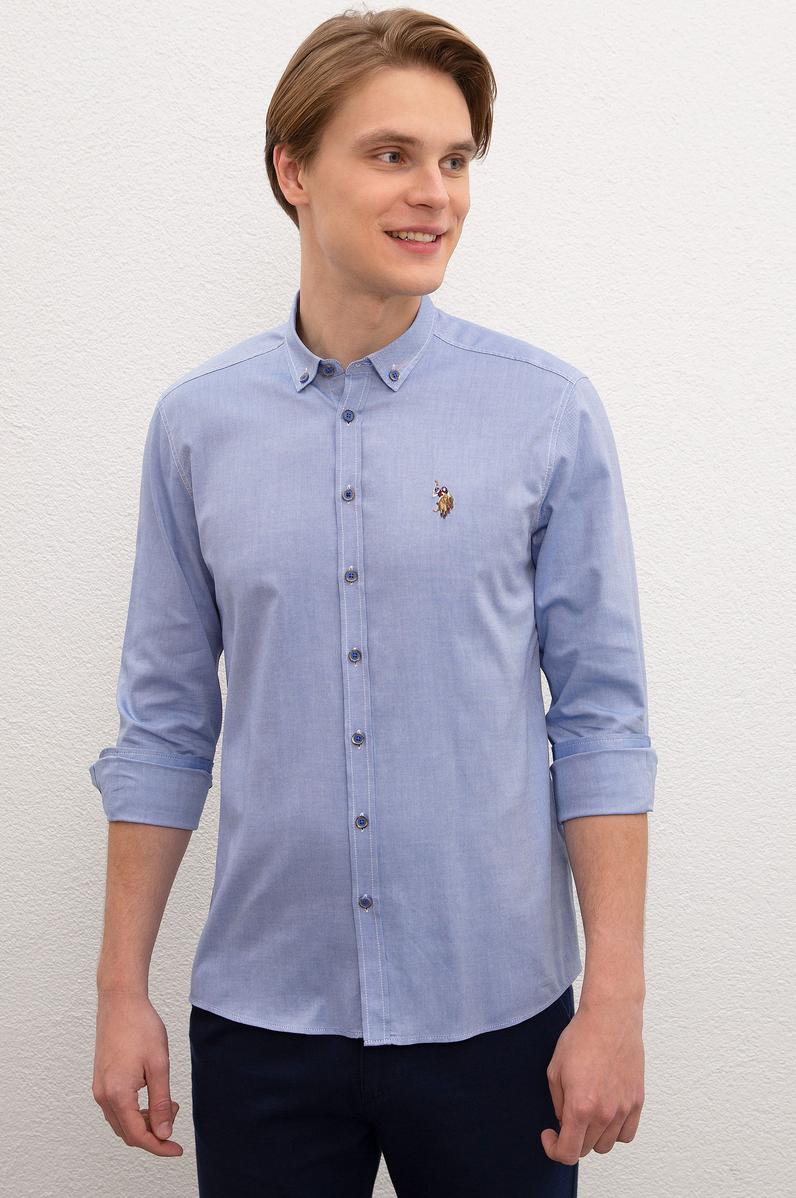 Erkek Mavi Gömlek Uzunkol Basic