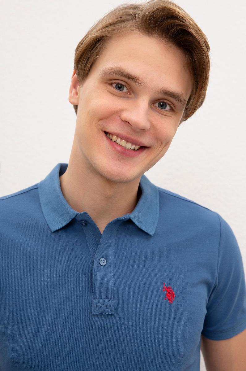 Erkek Açık Lacivert Basic Polo Yaka Tişört