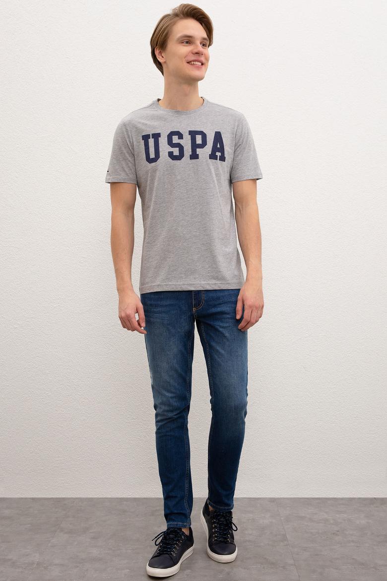 Erkek Gri Melanj Basic Bisiklet Yaka Tişört - 50216452037