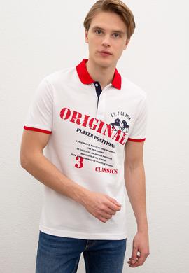 Erkek Beyaz Polo Yaka Tişört - 50217786011