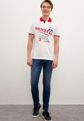 Erkek Beyaz Polo Yaka Tişört - 50217786011