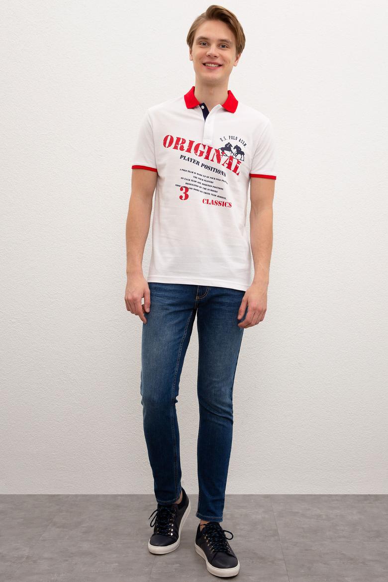 Erkek Beyaz Polo Yaka Tişört - 50217786011