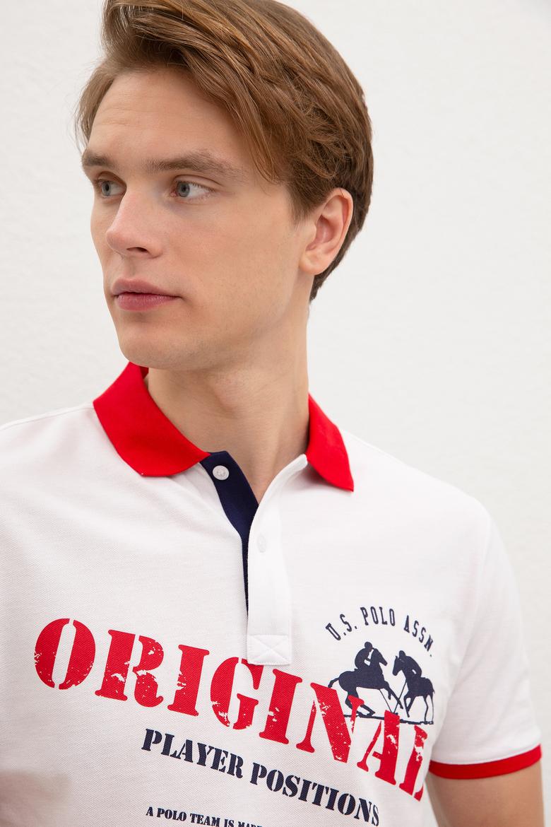Erkek Beyaz Polo Yaka Tişört - 50217786011