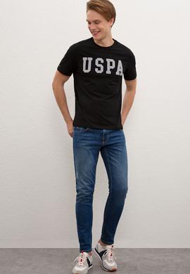 Erkek Siyah Bisiklet Yaka T-Shirt Basic - 50216452028