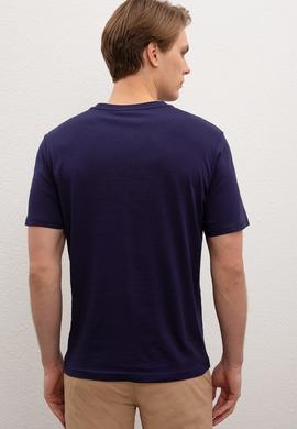 Erkek Lacivert Bisiklet Yaka T-Shirt Basic - 50216452019
