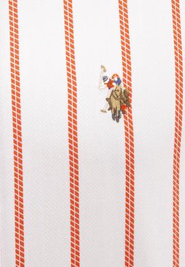 Erkek Kırmızı Dikey Çizgili Gömlek Uzunkol - 50218688004