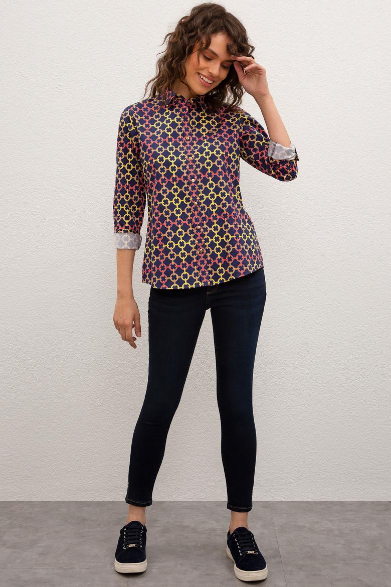 Kadın Lacivert Gömlek Uzunkol - 50218692007