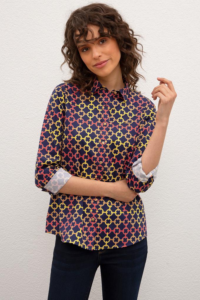 Kadın Lacivert Gömlek Uzunkol