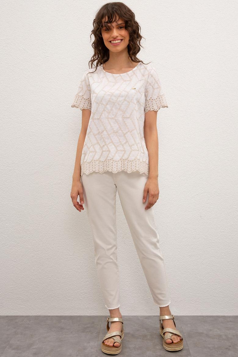 Kadın Beyaz Gömlek Kısakol - 50218708031