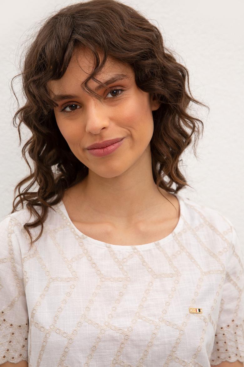 Kadın Beyaz Gömlek Kısakol - 50218708031