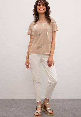 Kadın Multicolor Bisiklet Yaka T-Shirt - 50218074013