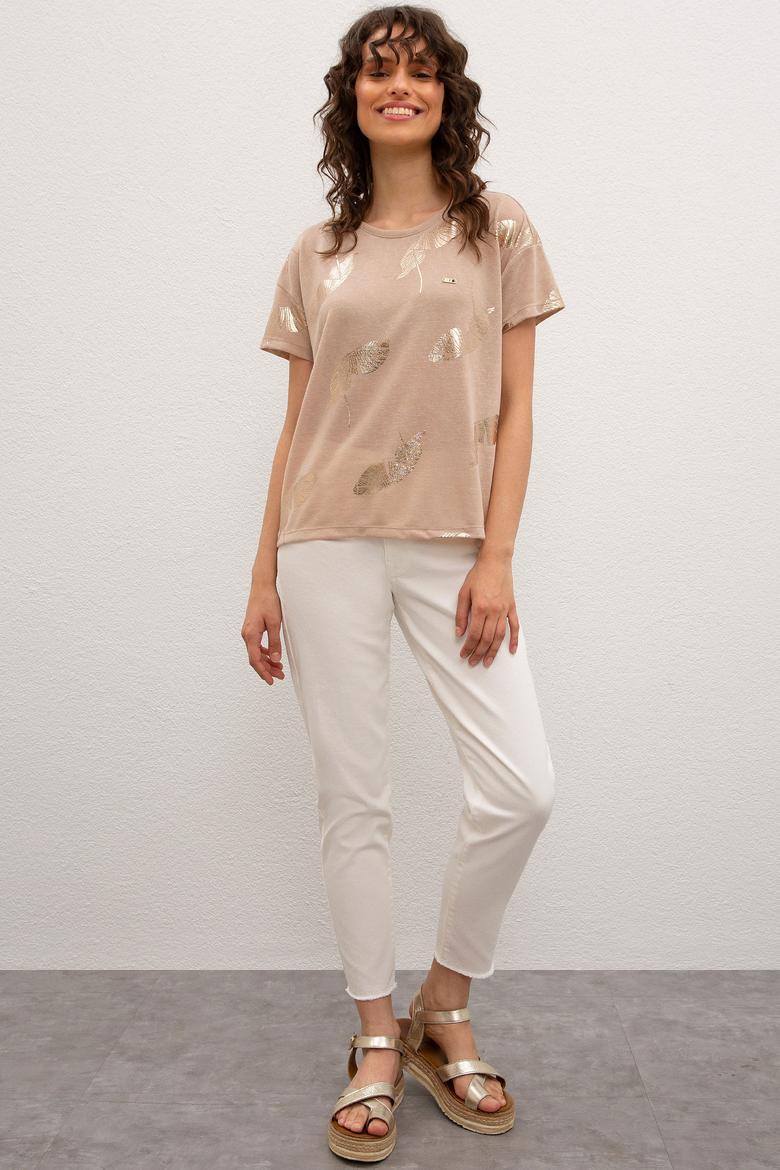 Kadın Multicolor Bisiklet Yaka T-Shirt - 50218074013