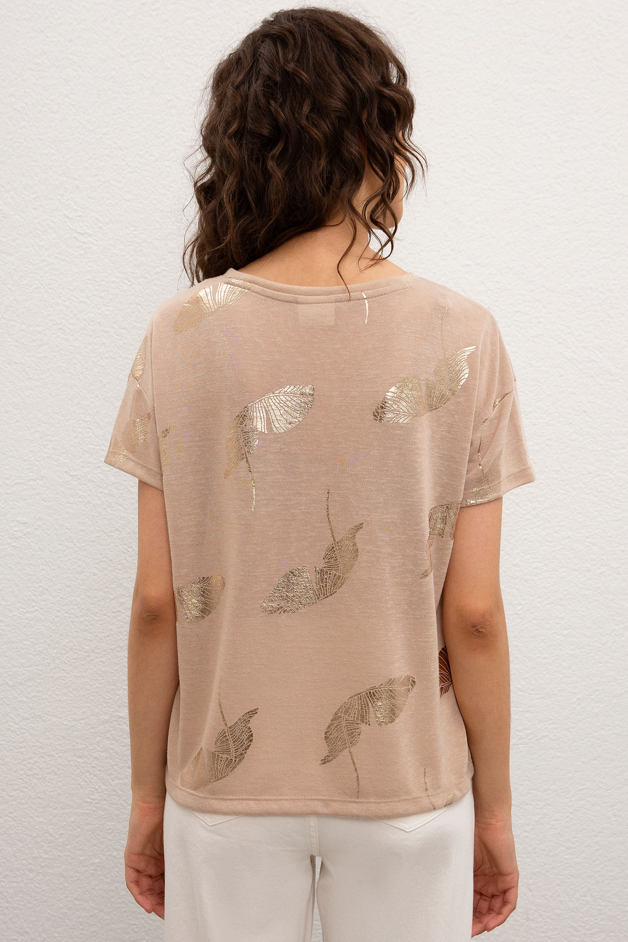 Kadın Multicolor Bisiklet Yaka T-Shirt - Image 3