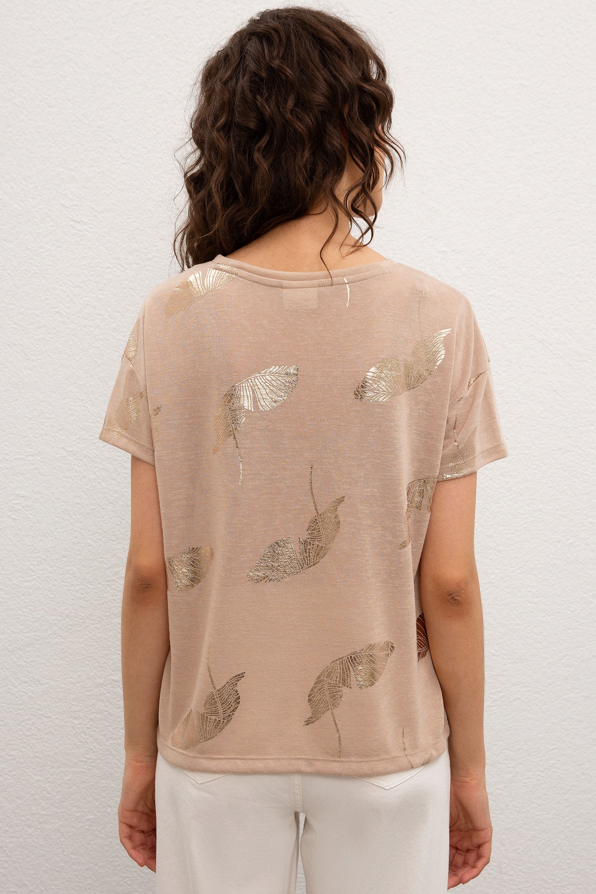 Kadın Multicolor Bisiklet Yaka T-Shirt