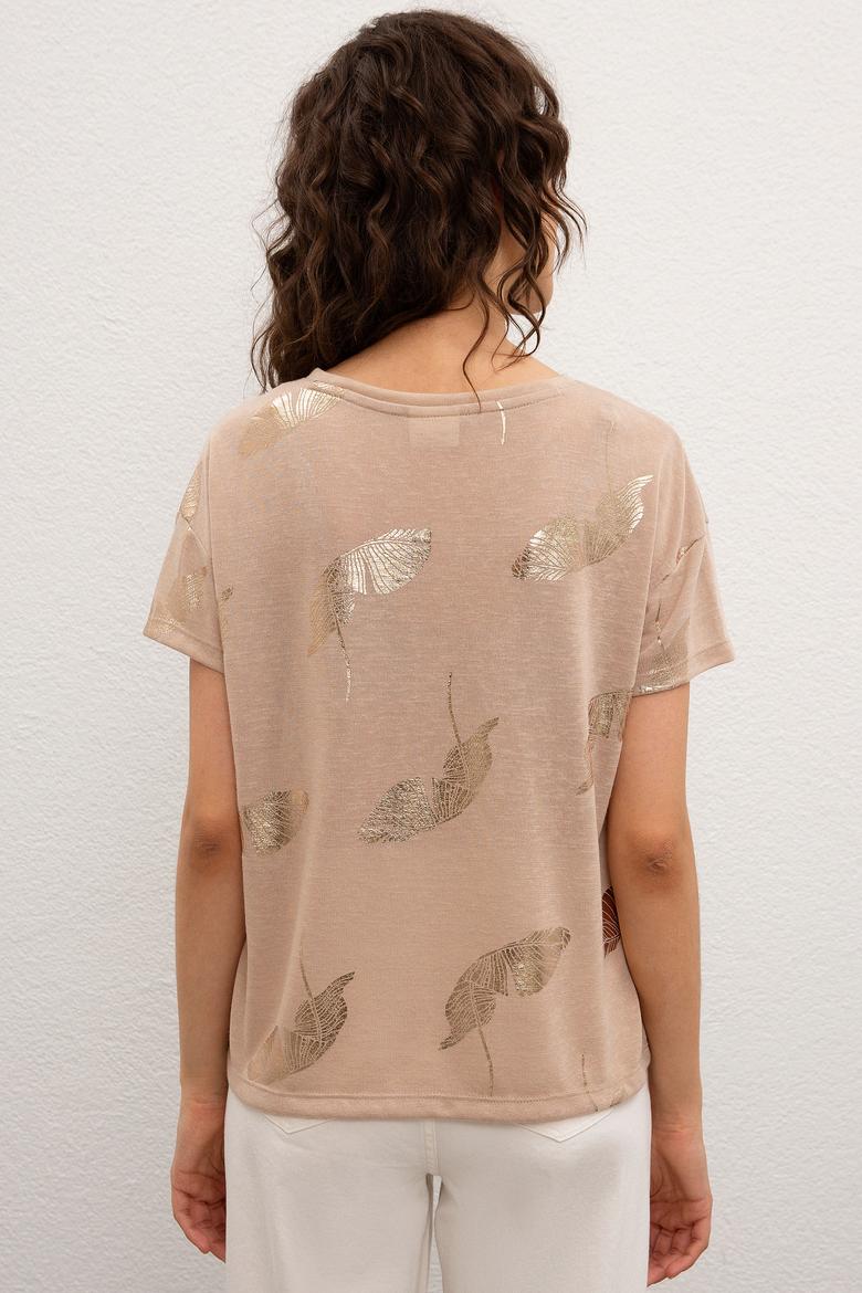 Kadın Multicolor Bisiklet Yaka T-Shirt - 50218074013