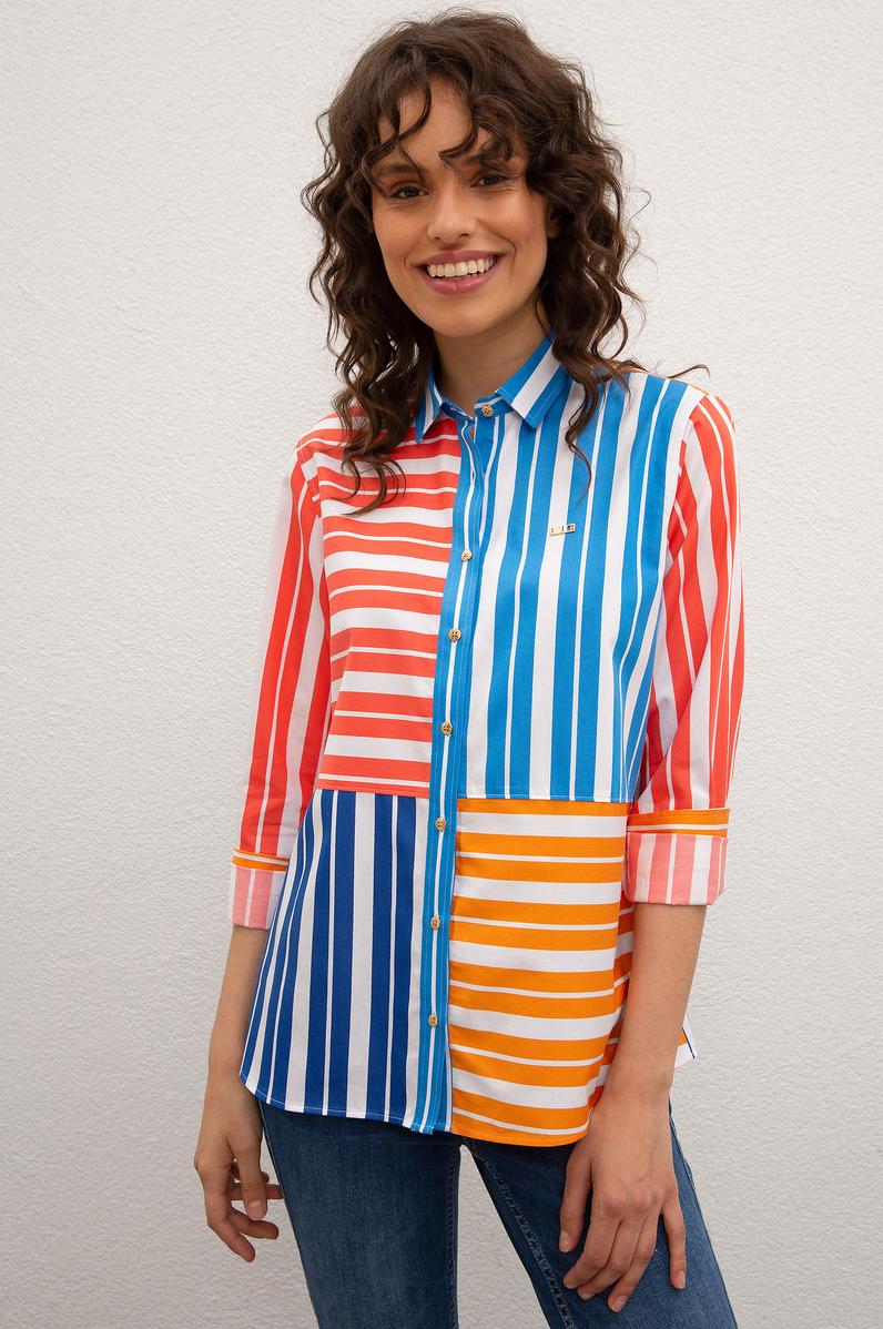 Kadın Mavi Gömlek Uzunkol