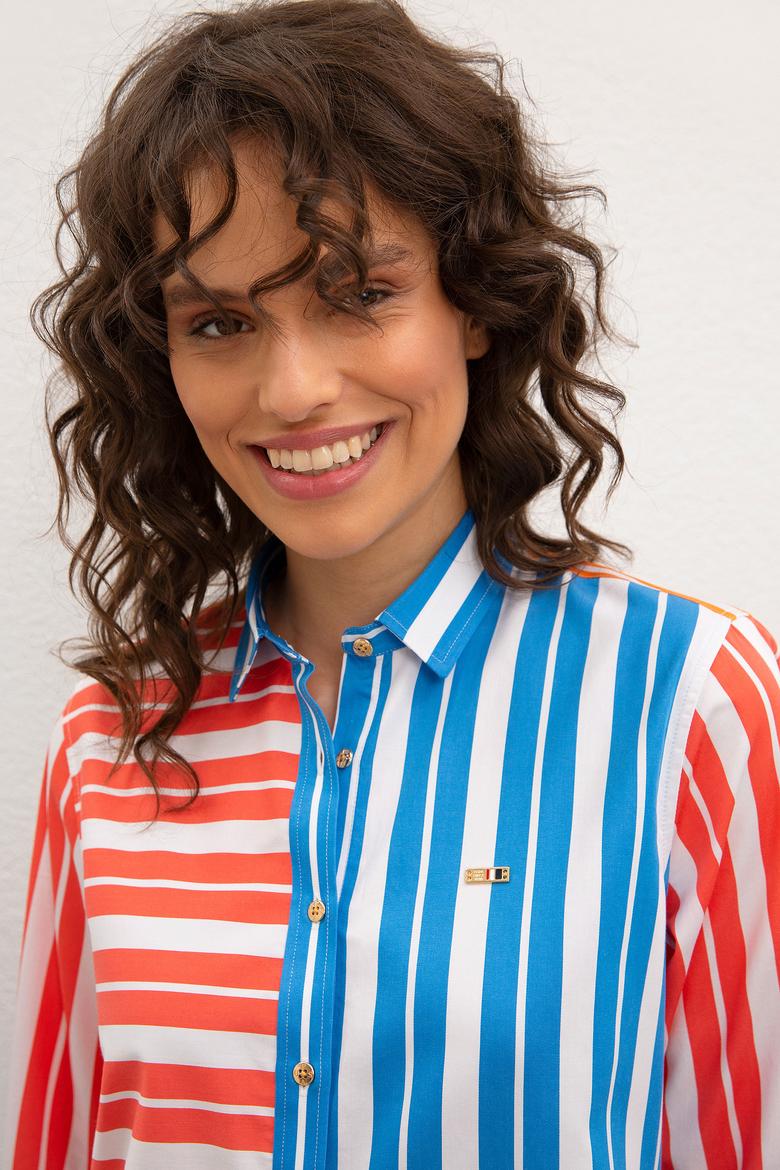 Kadın Mavi Gömlek Uzunkol - 50218642004