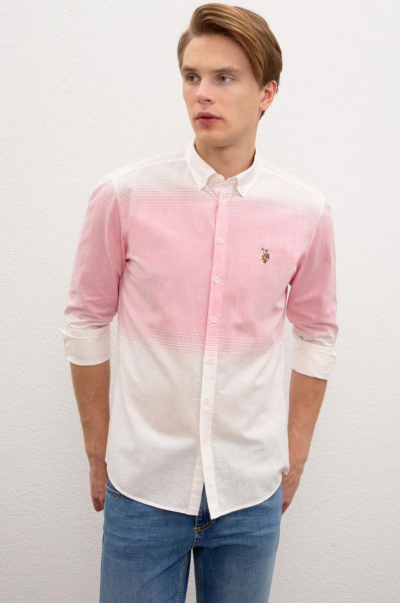 Erkek Pembe Gömlek Uzunkol