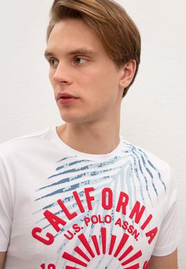 Erkek Beyaz Bisiklet Yaka T-Shirt - 50219195013