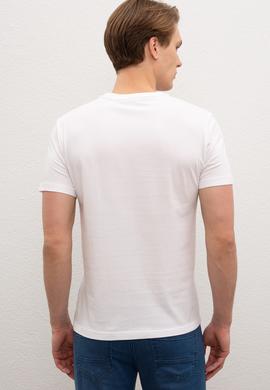 Erkek Beyaz Bisiklet Yaka T-Shirt - 50219195013