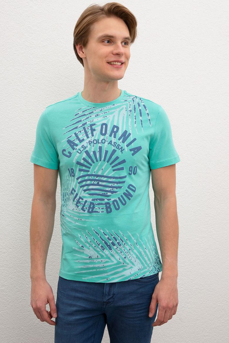 Erkek Mint Yeşili Bisiklet Yaka T-Shirt