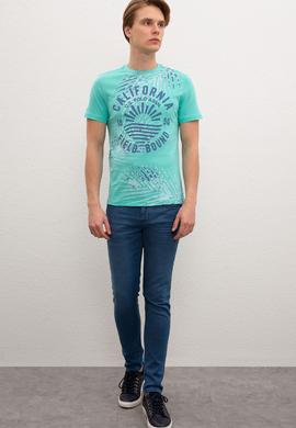 Erkek Mint Yeşili Bisiklet Yaka T-Shirt - 50219195024