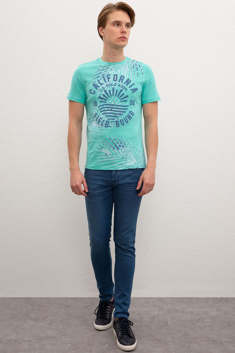 Erkek Mint Yeşili Bisiklet Yaka T-Shirt - 50219195024