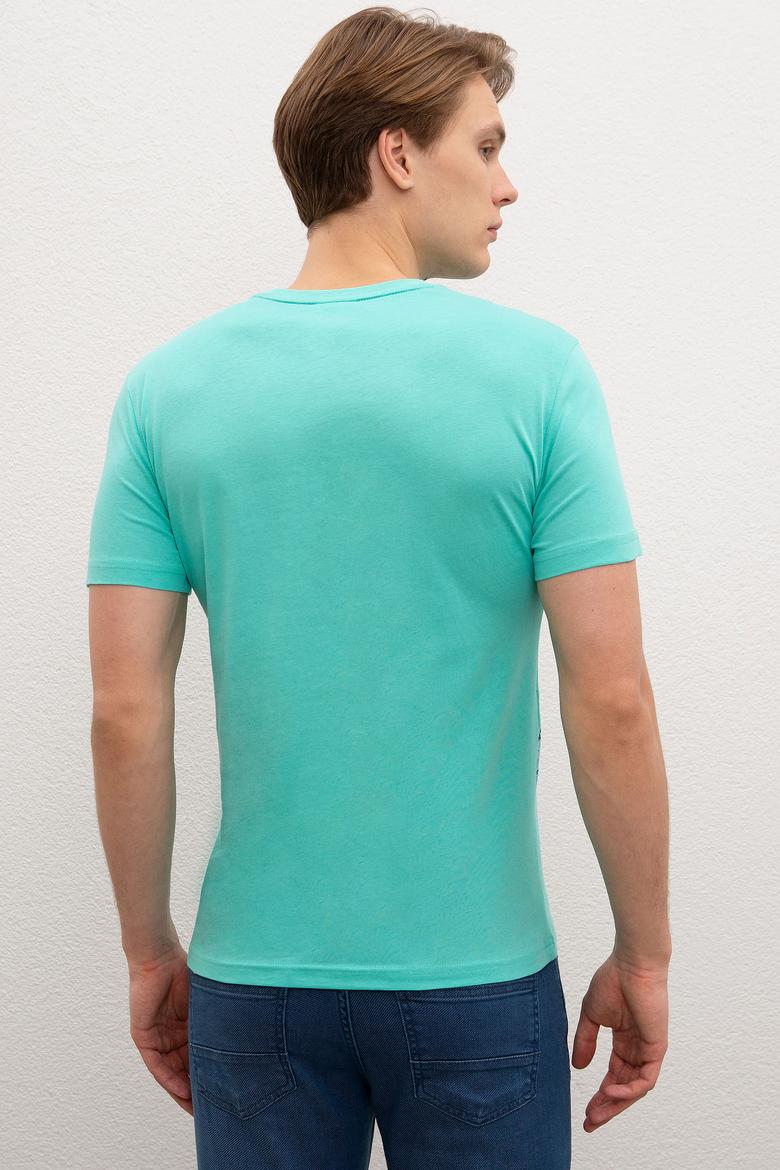 Erkek Mint Yeşili Bisiklet Yaka T-Shirt - 50219195024