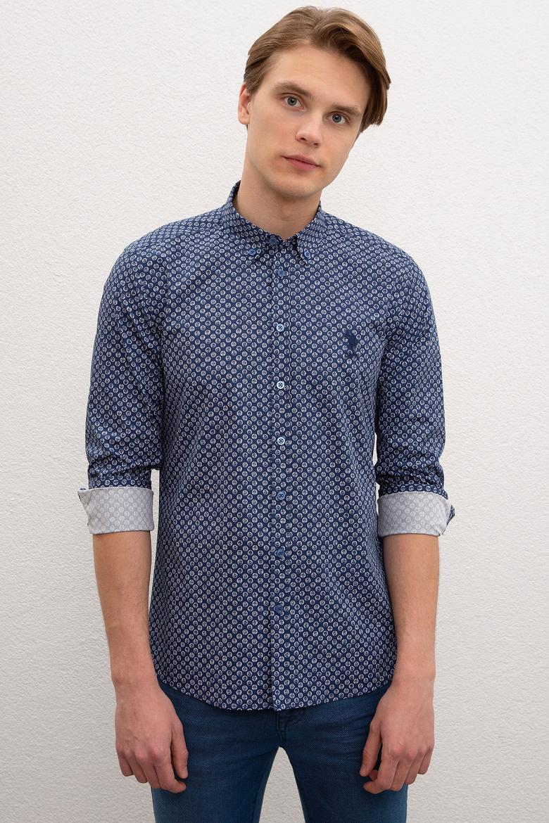 Erkek Lacivert Gömlek Uzunkol