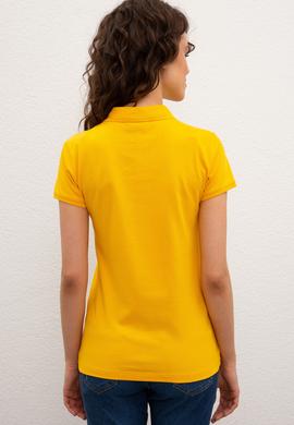 Kadın Sarı Basic Polo Yaka Tişört - 50222743028