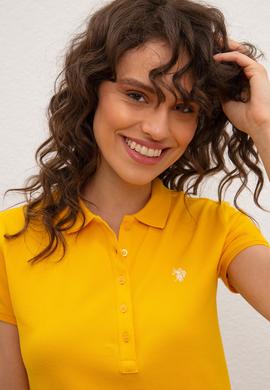 Kadın Sarı Basic Polo Yaka Tişört - 50222743028