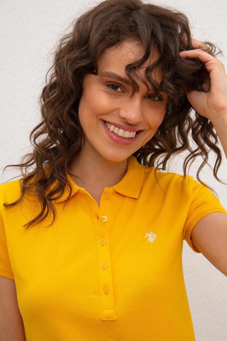 Kadın Sarı Basic Polo Yaka Tişört - 50222743028