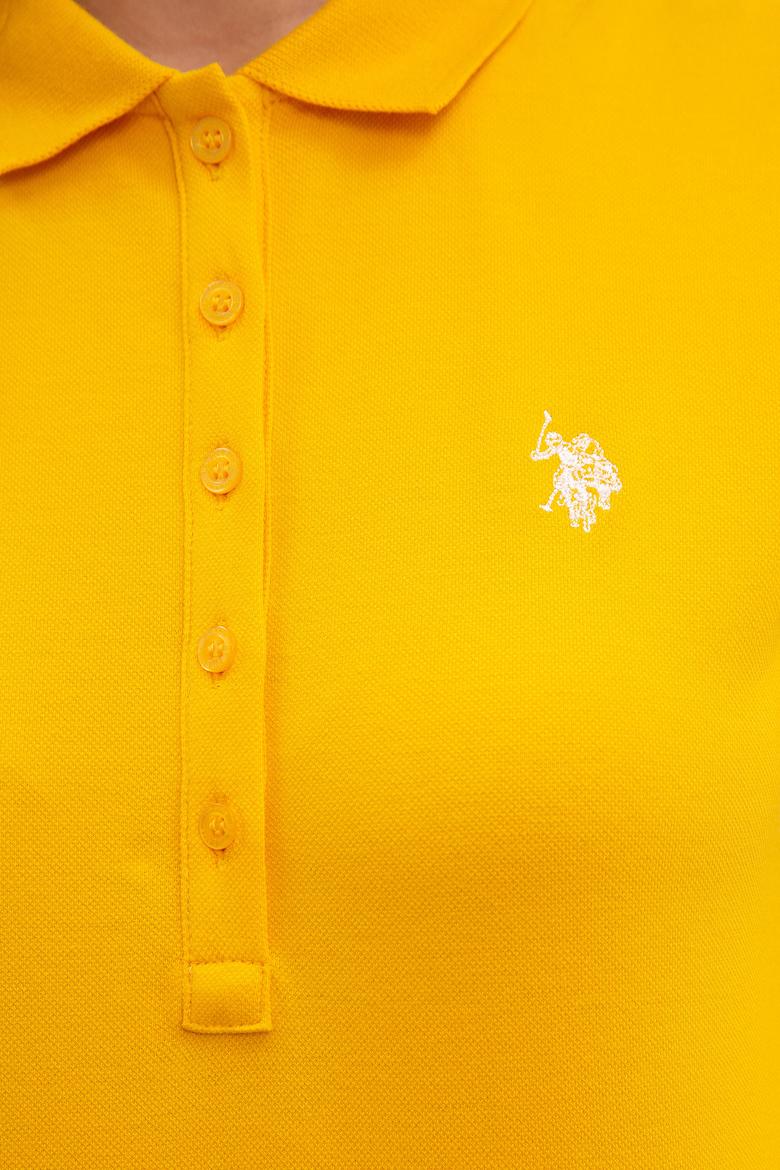 Kadın Sarı Basic Polo Yaka Tişört - 50222743028
