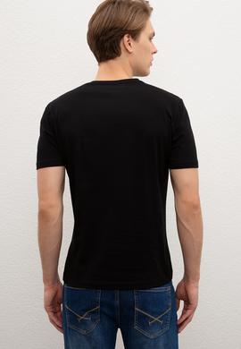 Erkek Siyah V - Yaka Basic T-Shirt - 50222610026