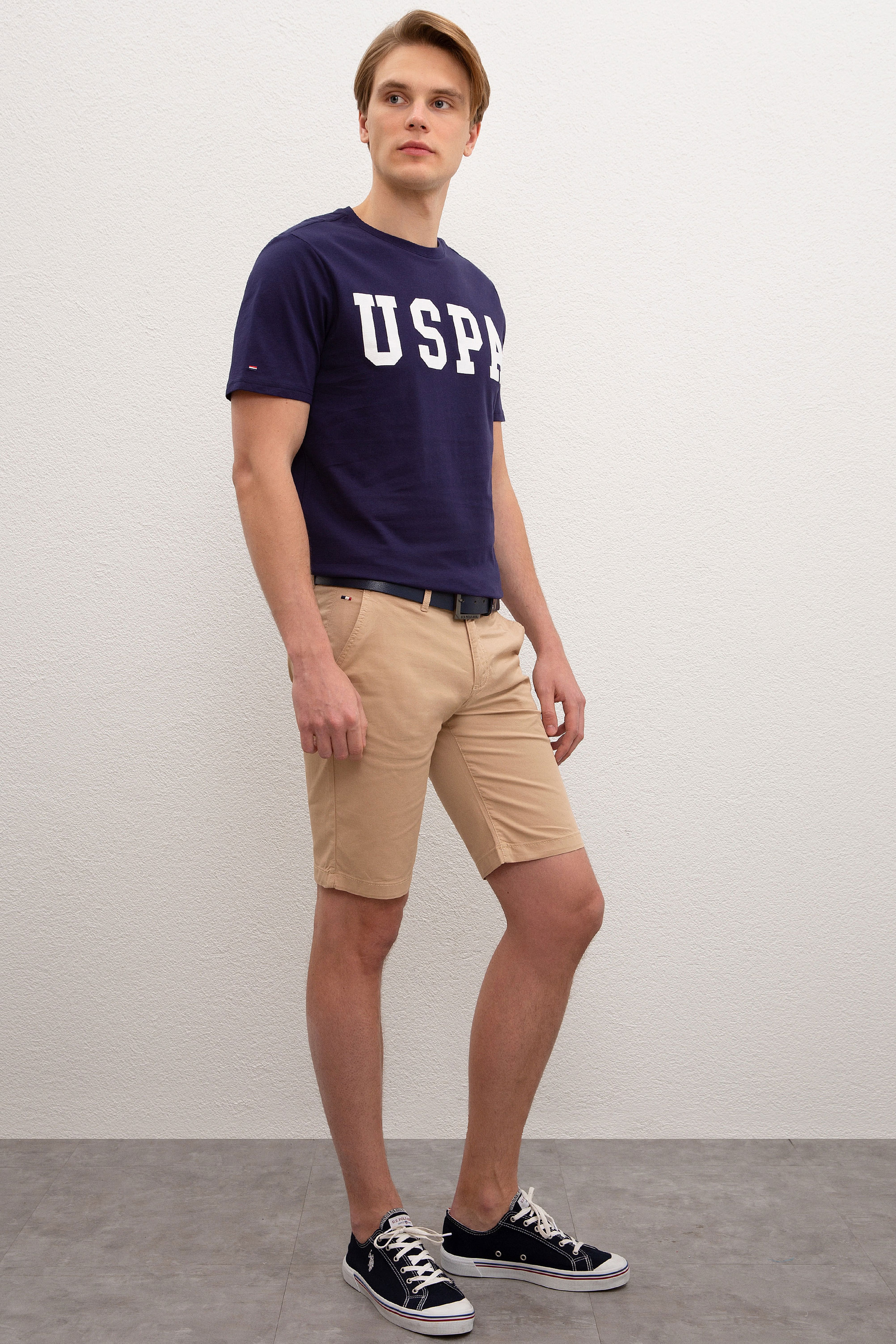 Erkek Beyaz Dokuma Bermuda Capri - Image 2