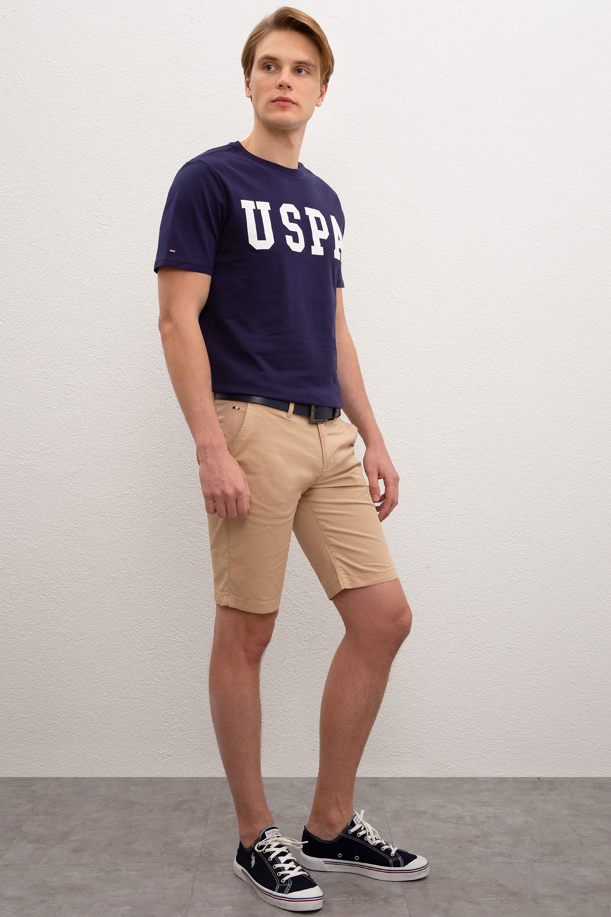 Erkek Beyaz Dokuma Bermuda Capri