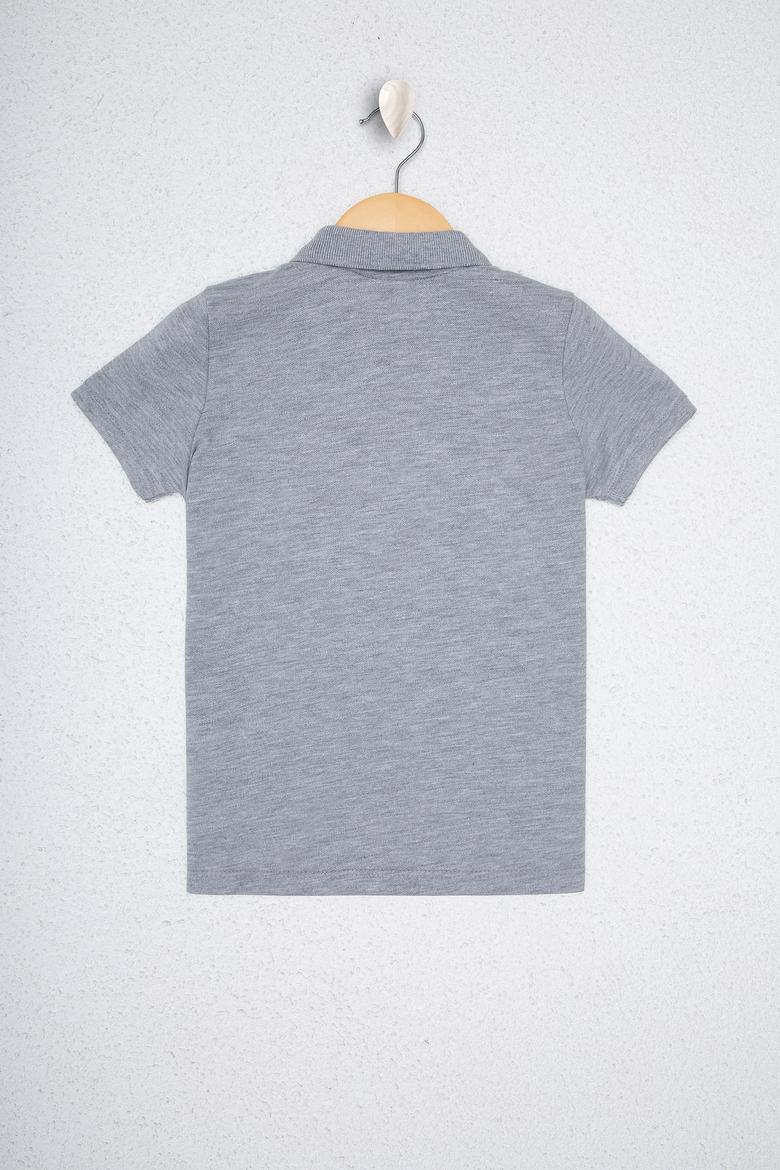 Erkek Çocuk Gri Melanj Polo Yaka Tişört - 50222608144