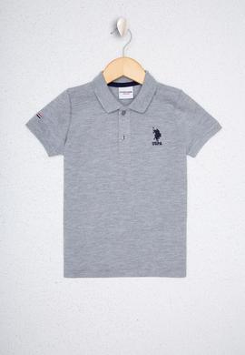 Erkek Çocuk Gri Melanj Polo Yaka Tişört - 50222608144